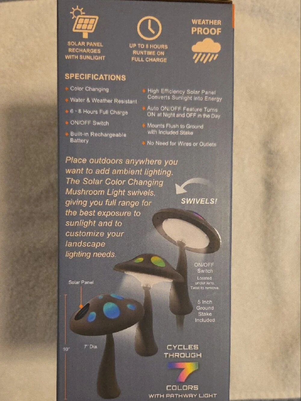 Zoom Color-Changing Solar Mushroom Landscape Light - Black with Multicolor LEDs